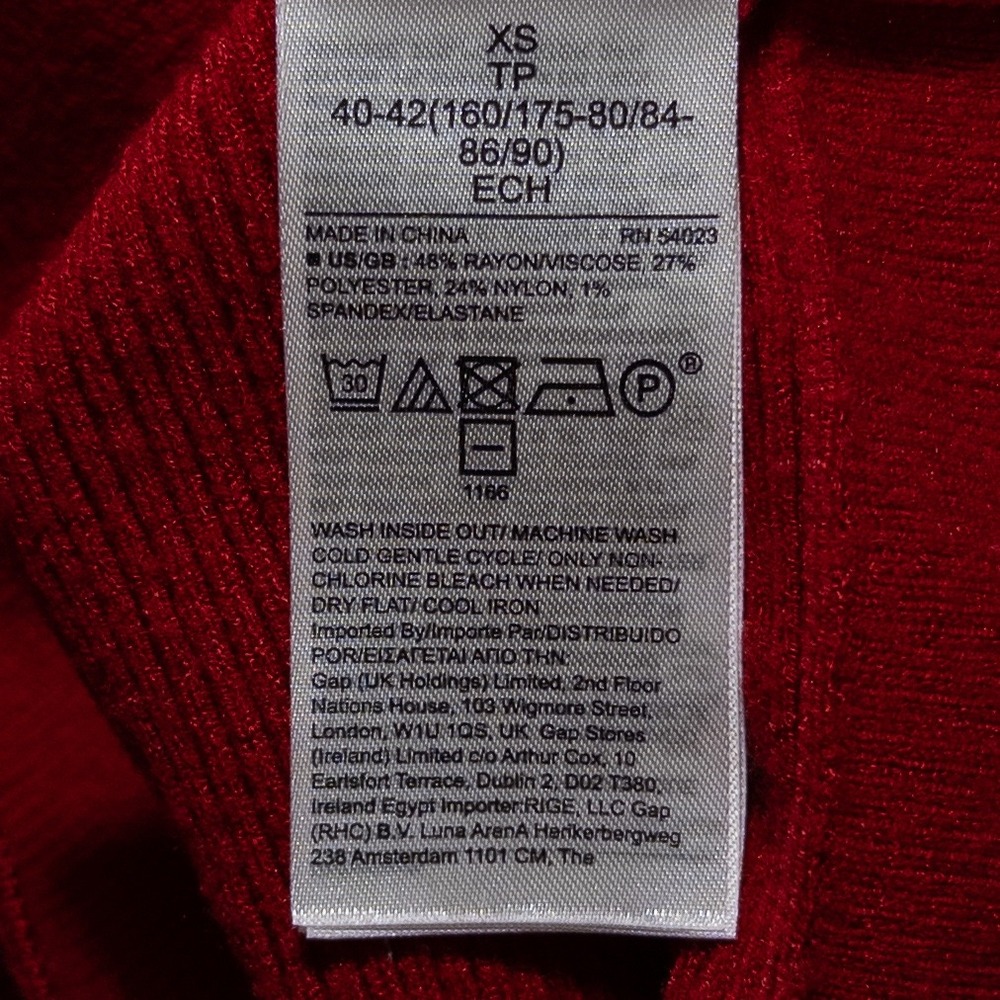 Banana Republic Sweater Womens XS Red Rib Knit Asymmetrical Long Sleeve - Picture 8 of 8
